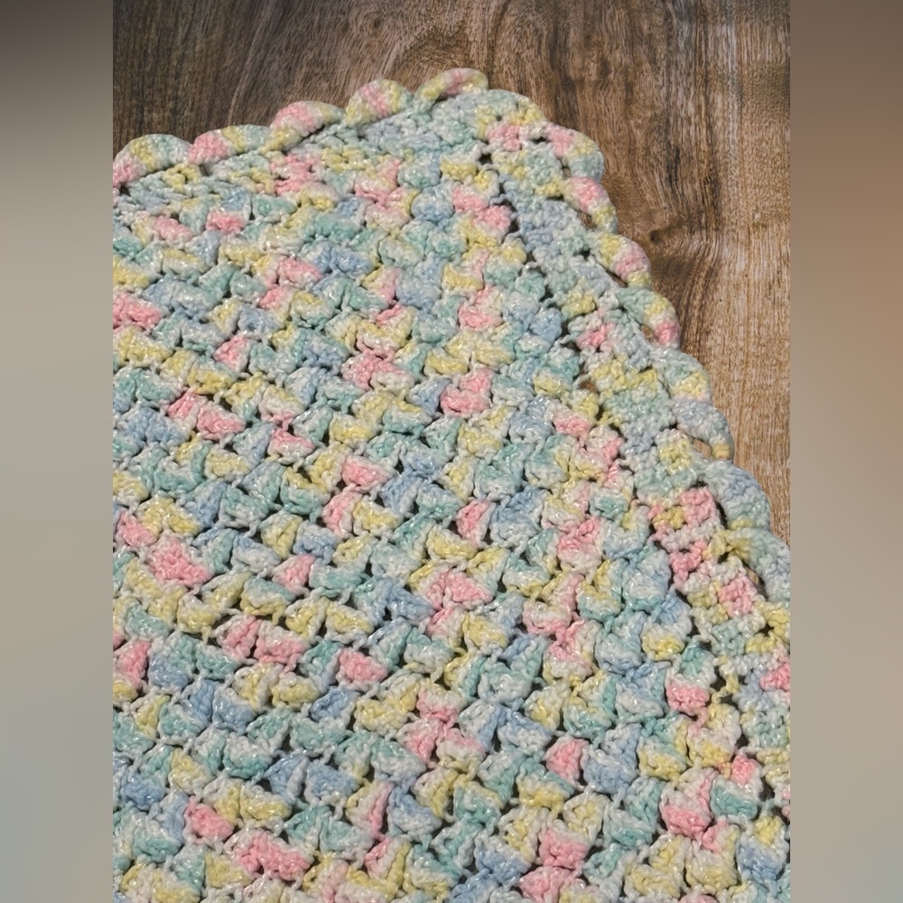 Handmade Crochet Baby Blanket Pastel Heirloom Cottagecore Nursery Throw 22x32‎ - Picture 4 of 11
